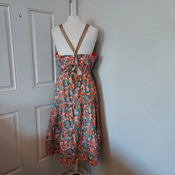 Antonio Melani Orange & Blue Paisley Halter Dress Size 12 - Picture 2 of 10